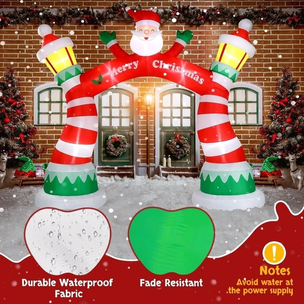 Giant‎ 10ft Lighted Santa Christmas Arch Inflatable Outdoor Yard Entryway Decor - Picture 4 of 4